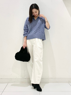 GU公式 | パフィータッチスキッパーケーブルセーター