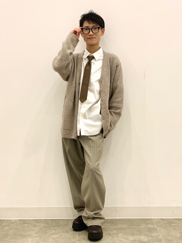 ツータックバギースラックス(チェック)(セットアップ可能)（メンズ）の