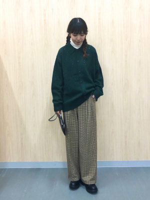 楽一番公式専用 GU公式 | 透かし編みニットポロカーディガンNT+E