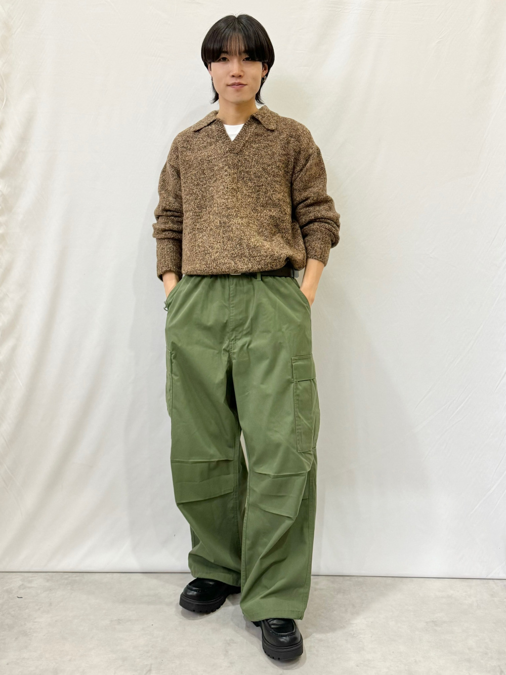 爆買い リネンブレンドシャツ(5分袖)OSB+EC、スーパーワイドカーゴ ワンピース