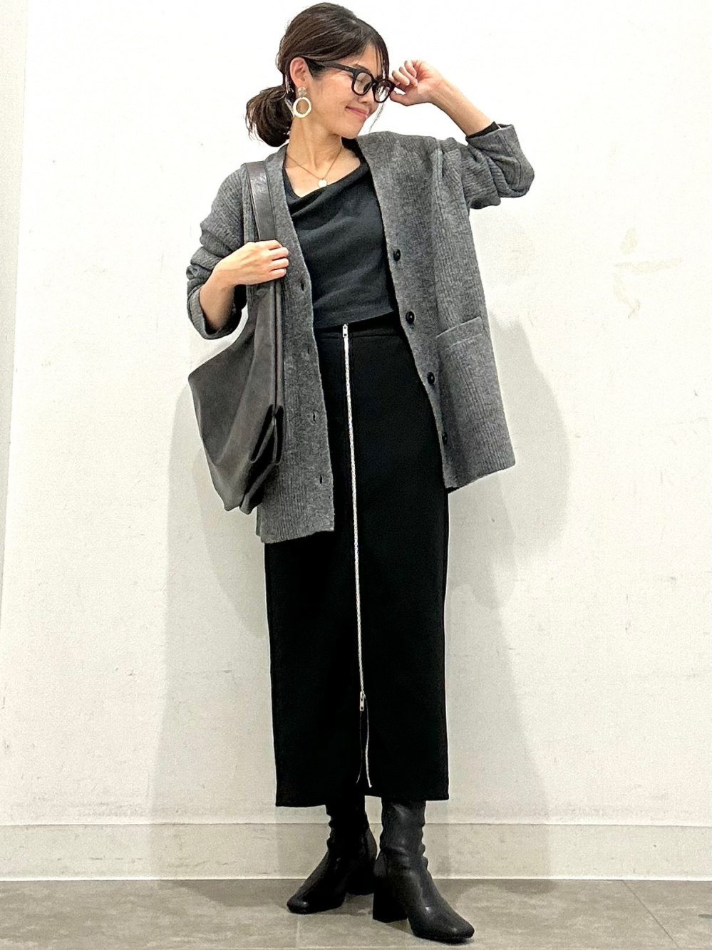 UVカットクロップドカーディガン(長袖)(ボーダー)、フロント