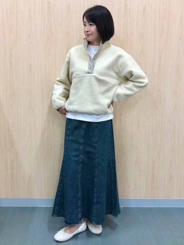 ⭐️ じぃーです デニムフレアマキシスカートNTQ+E（レディース）の着用コーディネート