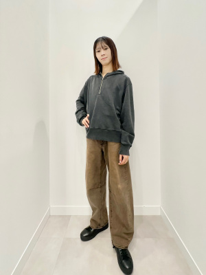 GU公式 | ウォッシュドスウェットハーフジップパーカ