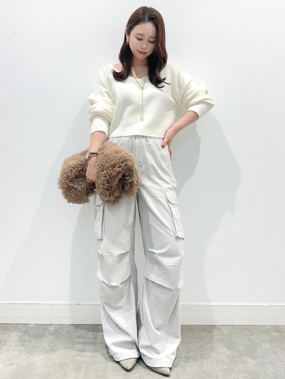 ライトヘアリーグラデーションセーター、コーデュロイパラシュート 
