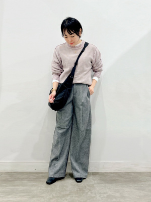 ぐっち様一枚 GU公式 | ヘリンボーンタックワイドパンツ(丈標準70.0～74.0cm)