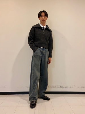 ニット　大きいサイズ　XL ビッグサイズ　ジーユー　ブラック　GU GU公式 | パフィータッチビッグカラーセーター