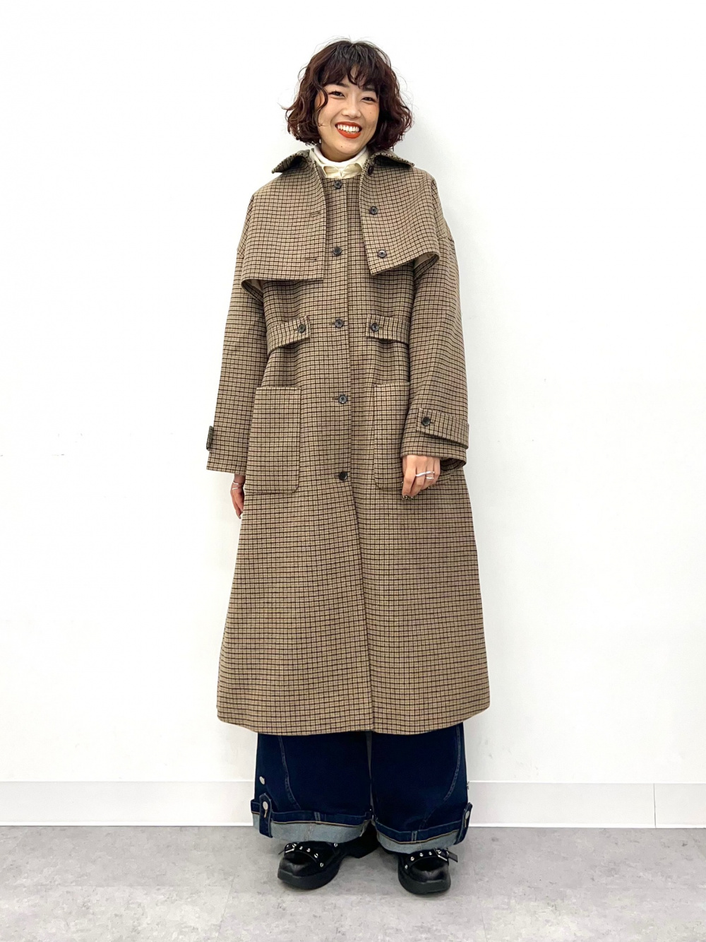 2 Piece Coat/Checked by rokh、Bustier Combination Shirt by rokh」| GU的穿搭理念