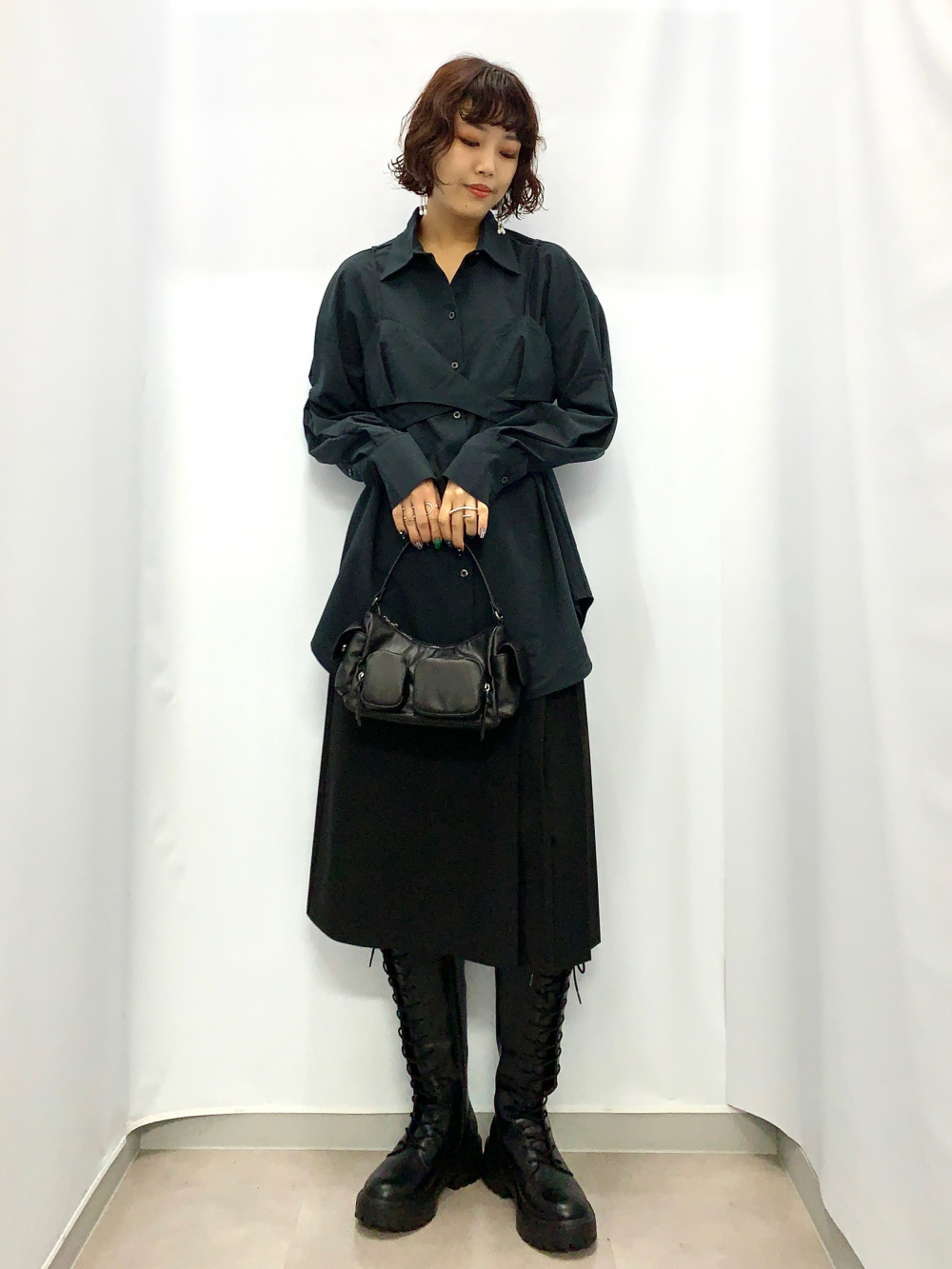 新品】rokh GUビスチェコンビネーションシャツ ロク ダーク