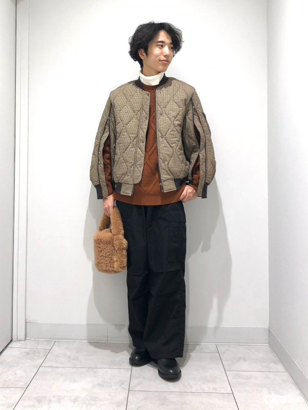 透かし編みニットクルーネックセーターNT+E（メンズ）の着用