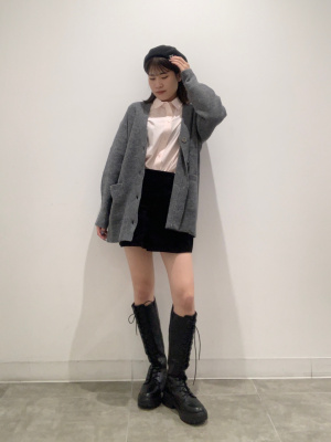 NABERP5　合皮　標準 GU公式 | パフィータッチオーバーサイズカーディガン