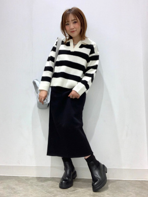 sm ☆様確認用 GU公式 | パフィータッチスキッパーボーダーセーター