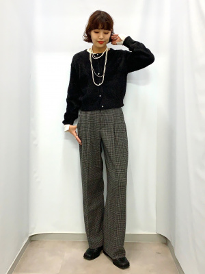 GU公式 | タックワイドパンツ(チェック)+EC(丈長め80.0cm)