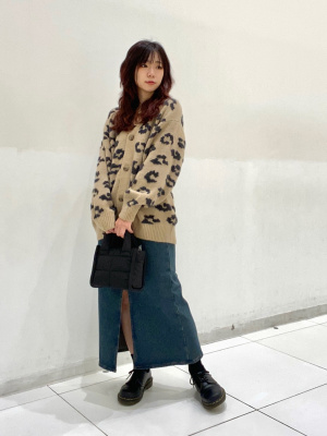 YURU IRO 2本セット GU公式 | GIRLSオーバーサイズカーディガン(レオパード)JR