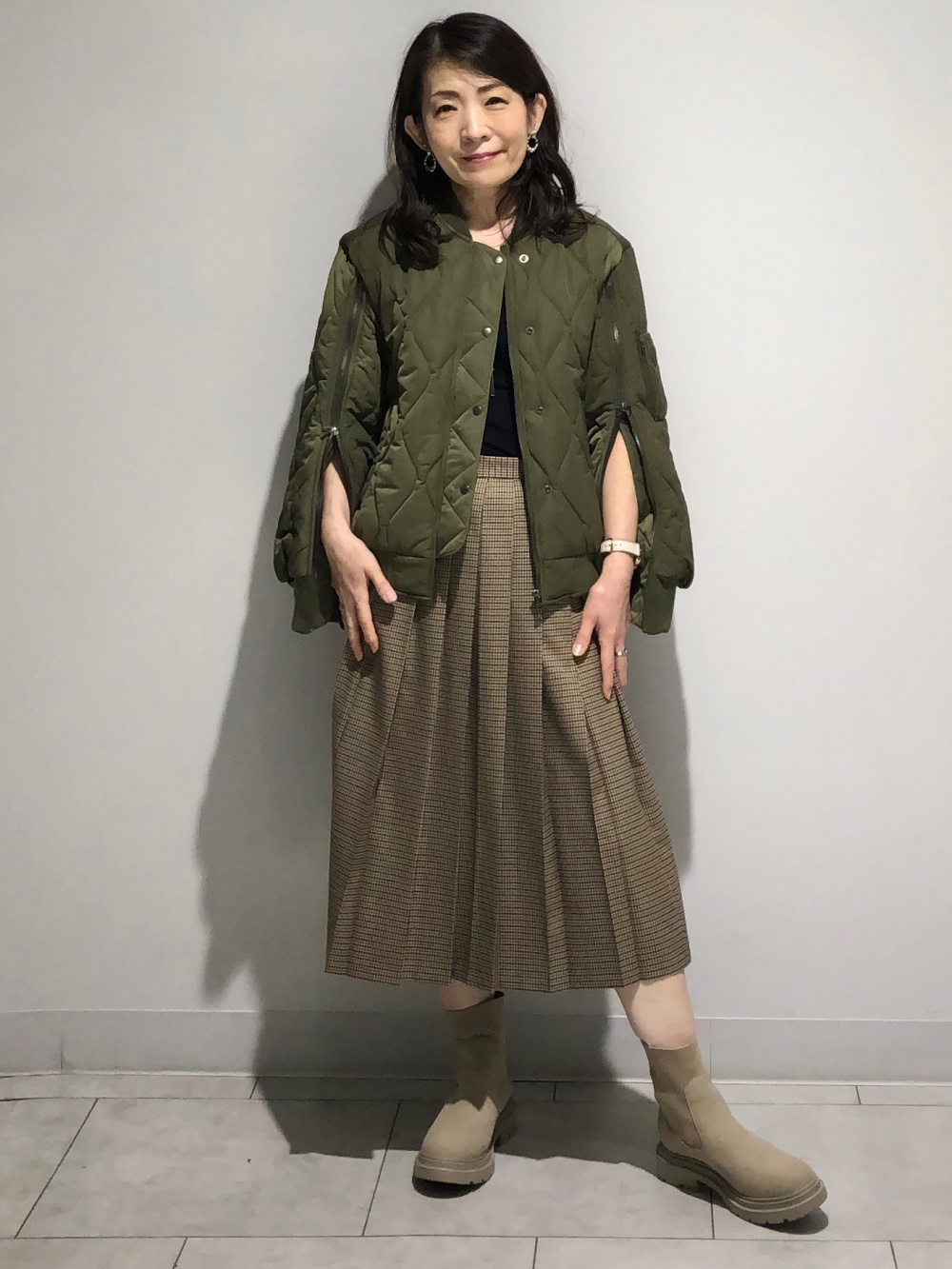 gu ビスチェコンビネーションシャツ by rokhダークグリーン Lサイズ GU公式 | ビスチェコンビネーションシャツ by rokh