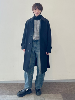 GU公式 | スムースニットタートルネックセーター(チェック)