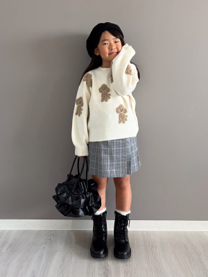 正規品♡トイプードルジャガード上下セット♡ボーダー GU公式 | GIRLSジャカードセーター(トイプードル)