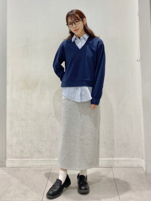 ラバーです GU公式 | 布帛コンビネーションプルオーバーQ