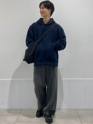 GU公式 | タックワイドパンツ(チェック)(丈標準70.0～74.0cm)