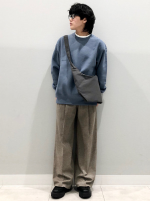 GU公式 | ヘリンボーンタックワイドパンツ(丈標準70.0～74.0cm)