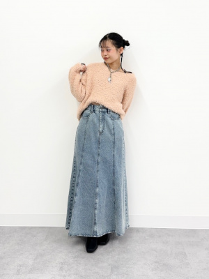 GU公式 | デニムフレアマキシスカートNTQ+E