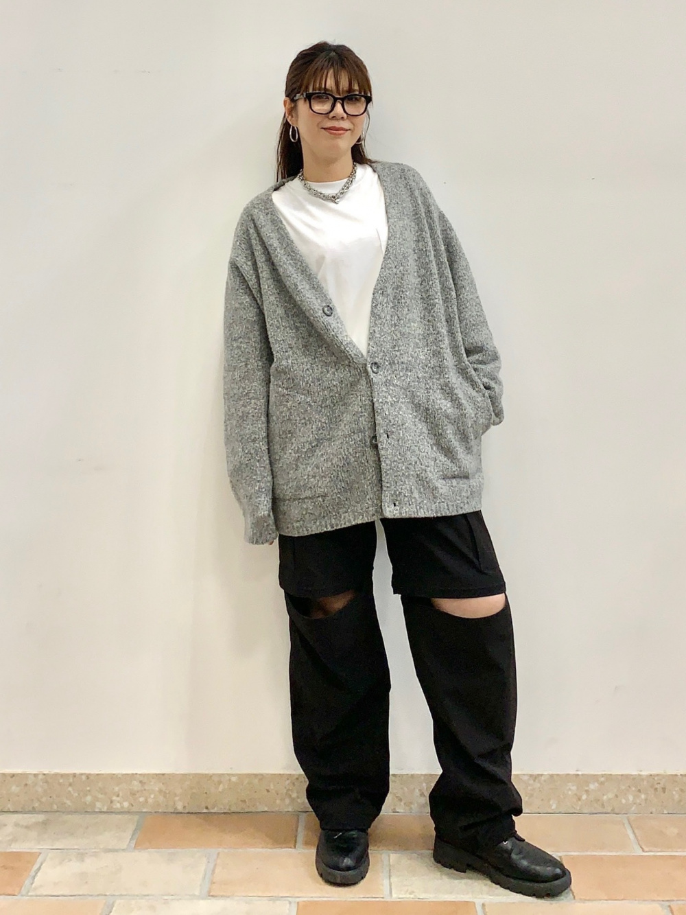 2着セット シアーコンビネーションニットカーディガン長袖 UNDERCOVER 新作商品 GU公式 | シアーコンビネーションニットカーディガン