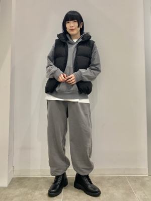 【値下げ中】fourteen フード付きグレーフーディースウェット GU公式 | ウォッシュドスウェットパーカ(セットアップ可能)