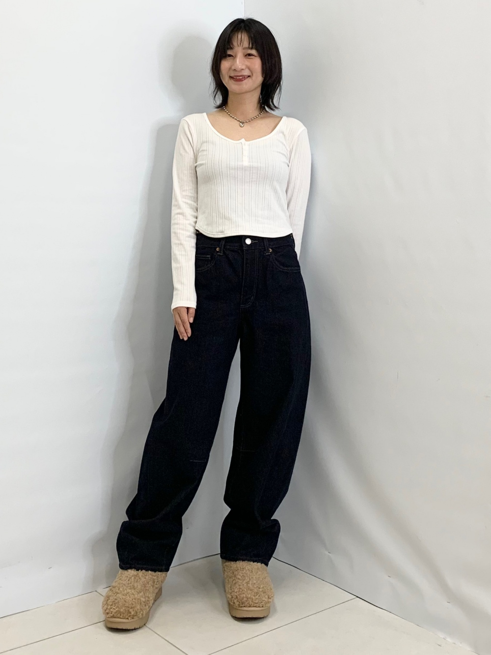 Caroline Constas】 Polka-dotコットンブレンドクロップトップ