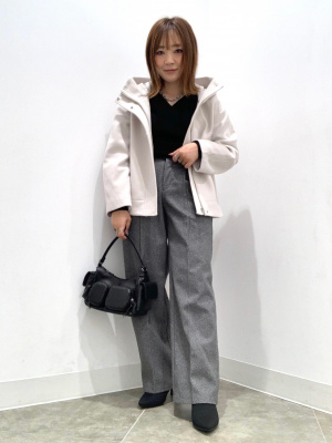 ぐっち様一枚 GU公式 | ヘリンボーンタックワイドパンツ(丈標準70.0～74.0cm)