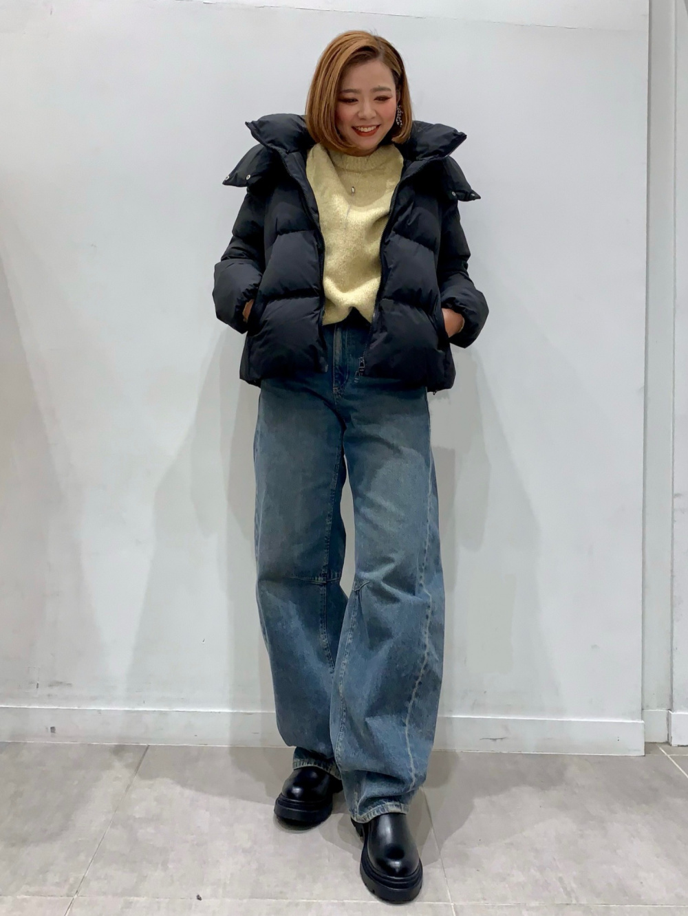 ヒートパデッドコーデュロイブルゾン、ブラッシーニットクルー