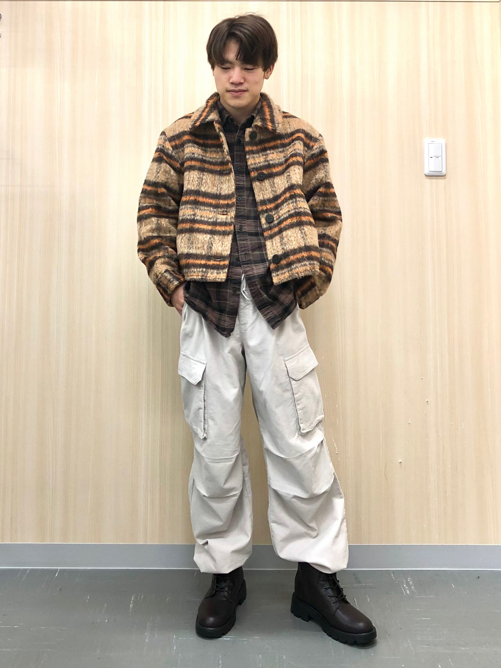 チェック柄フランネルジャケットとデニムジャケットセット
