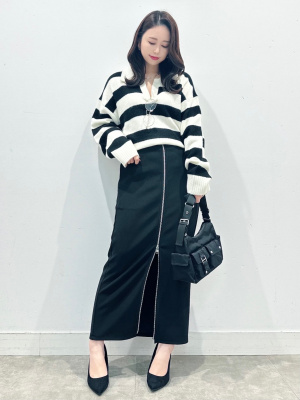 GU公式 | フロントジップナローロングスカートQ