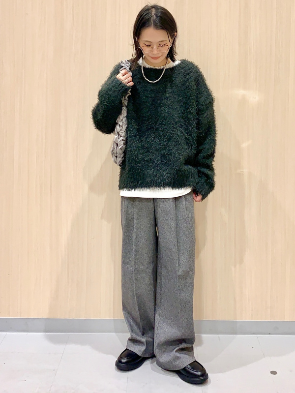 ②セット GU公式 | ヘリンボーンタックワイドパンツ(丈標準70.0～74.0cm)