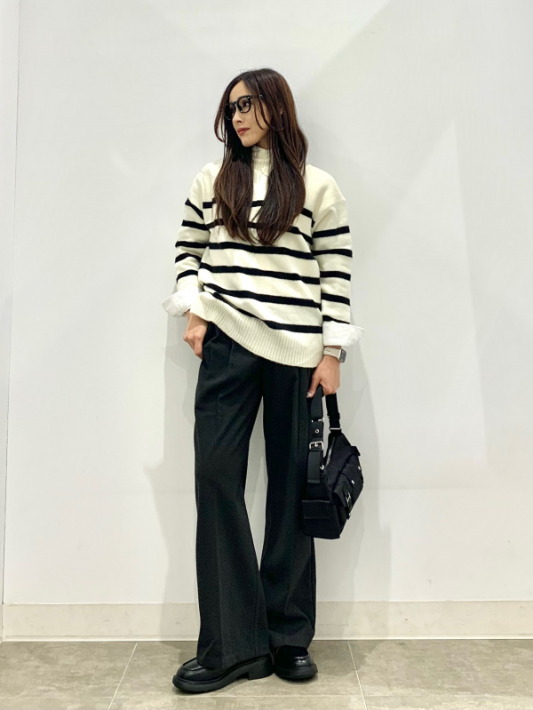 ②セット ヘリンボーンタックワイドパンツ(丈標準70.0～74.0cm