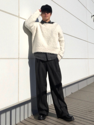 GU公式 | ヘリンボーンタックワイドパンツ(丈標準70.0～74.0cm)