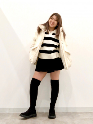 sm ☆様確認用 GU公式 | パフィータッチスキッパーボーダーセーター