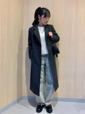 コージーメルトンテーラードコート ダークグレー ロング丈でオシャ見え♡【GU】秋冬にゲットしたい「高見え