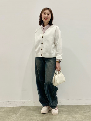 GU公式 | スポンジニットVネックカーディガン