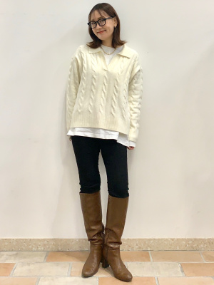 さ。ページ GU公式 | パフィータッチスキッパーケーブルセーター