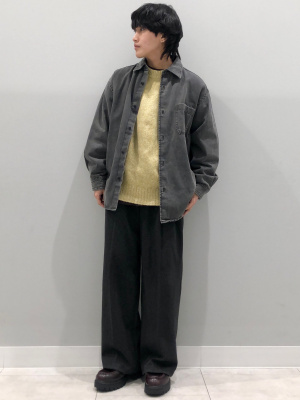 GU公式 | ヘリンボーンタックワイドパンツ(丈標準70.0～74.0cm)