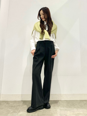 GU公式 | ヘリンボーンタックワイドパンツ(丈標準70.0～74.0cm)