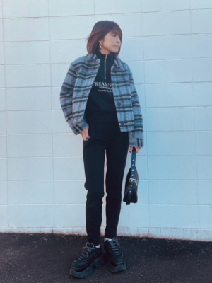 GU公式 | シャギーチェックブルゾン