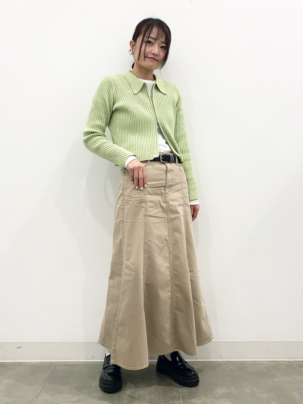 ランタンスリーブT(5分袖)Z+E、GIRLSフェイクレザーミニスカート