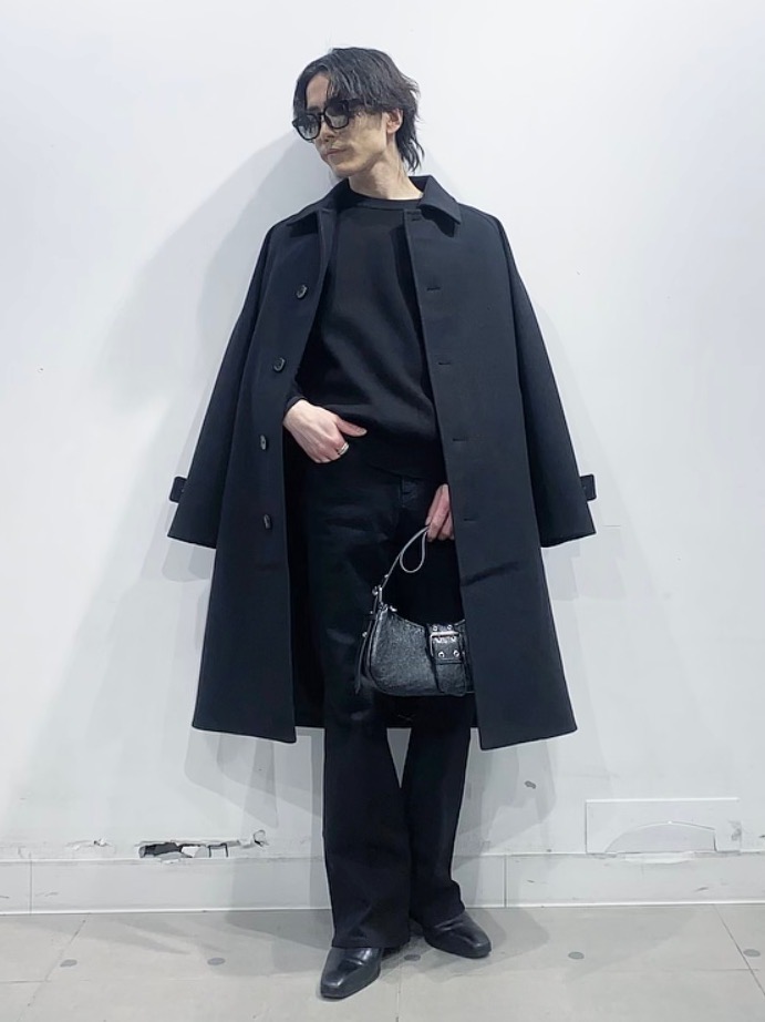 コージーメルトンバルマカーンコート、バレルレッグジーンズ+EC(丈長め