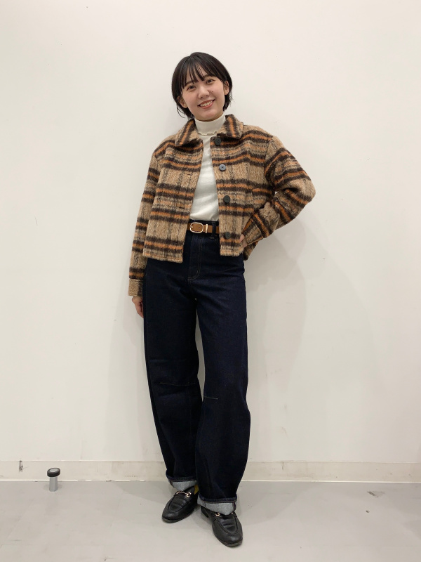 しばりんページ GU公式 | シャギーチェックブルゾン