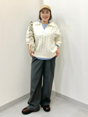 さ。ページ GU公式 | パフィータッチスキッパーケーブルセーター