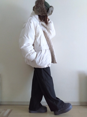 GU公式 | ヘリンボーンタックワイドパンツ+EC(丈長め80.0cm)