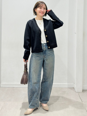 GU公式 | スポンジニットVネックカーディガン