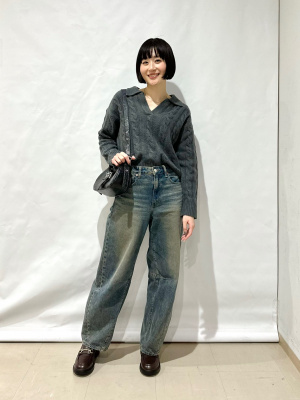 GU公式 | パフィータッチスキッパーケーブルセーター