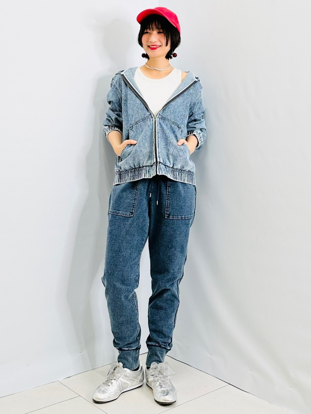 デニムスウェットイージーパンツ+X、デニムフーディブルゾンNT+E」の