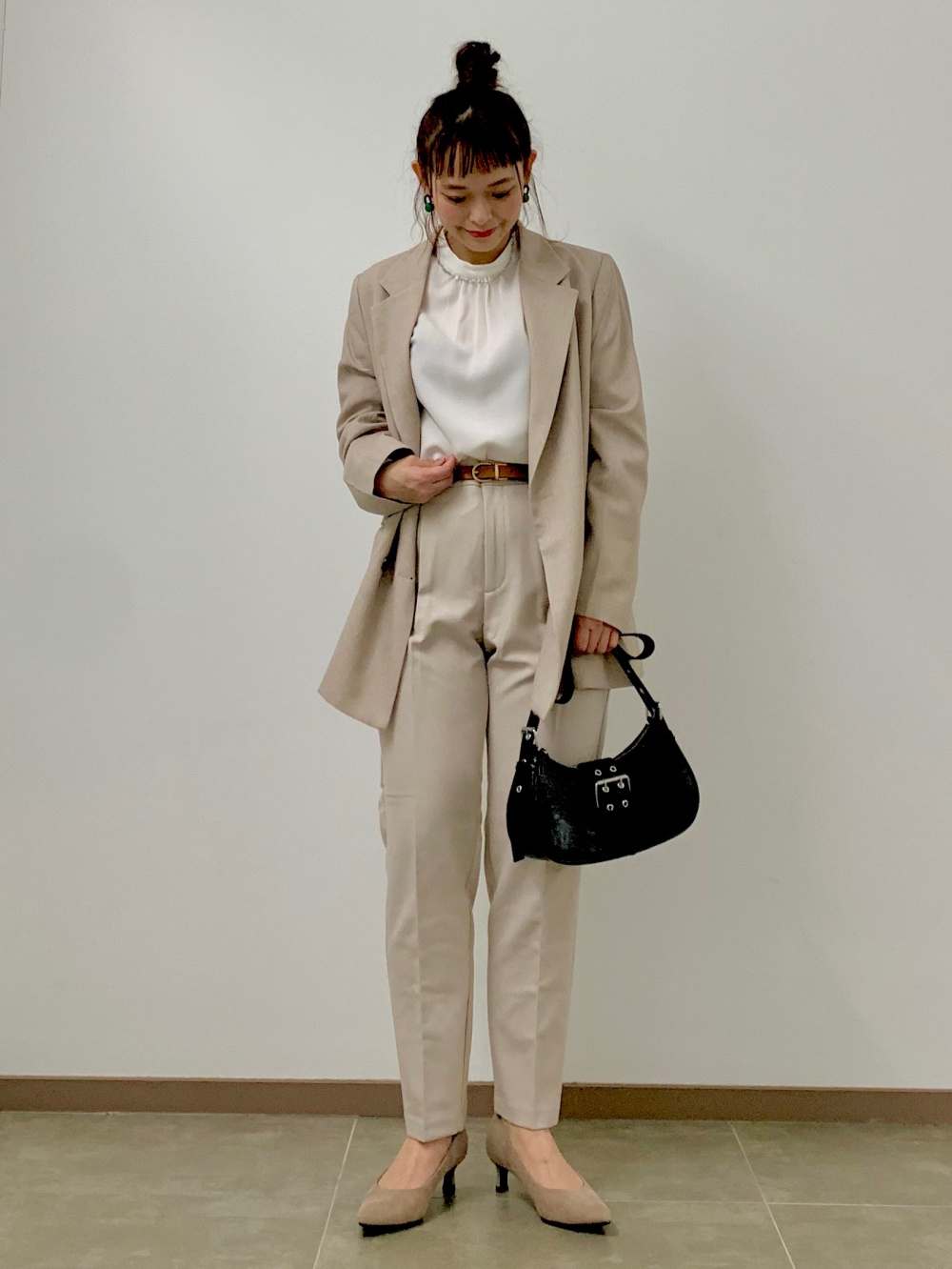 GU ベージュ ダブルブレストジャケット&バンツ セットアップ ダブル